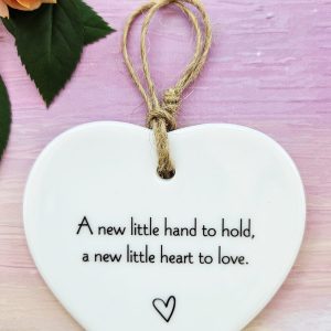 A New Little Hand to Hold Ceramic Heart – New Baby Keepsake Gift