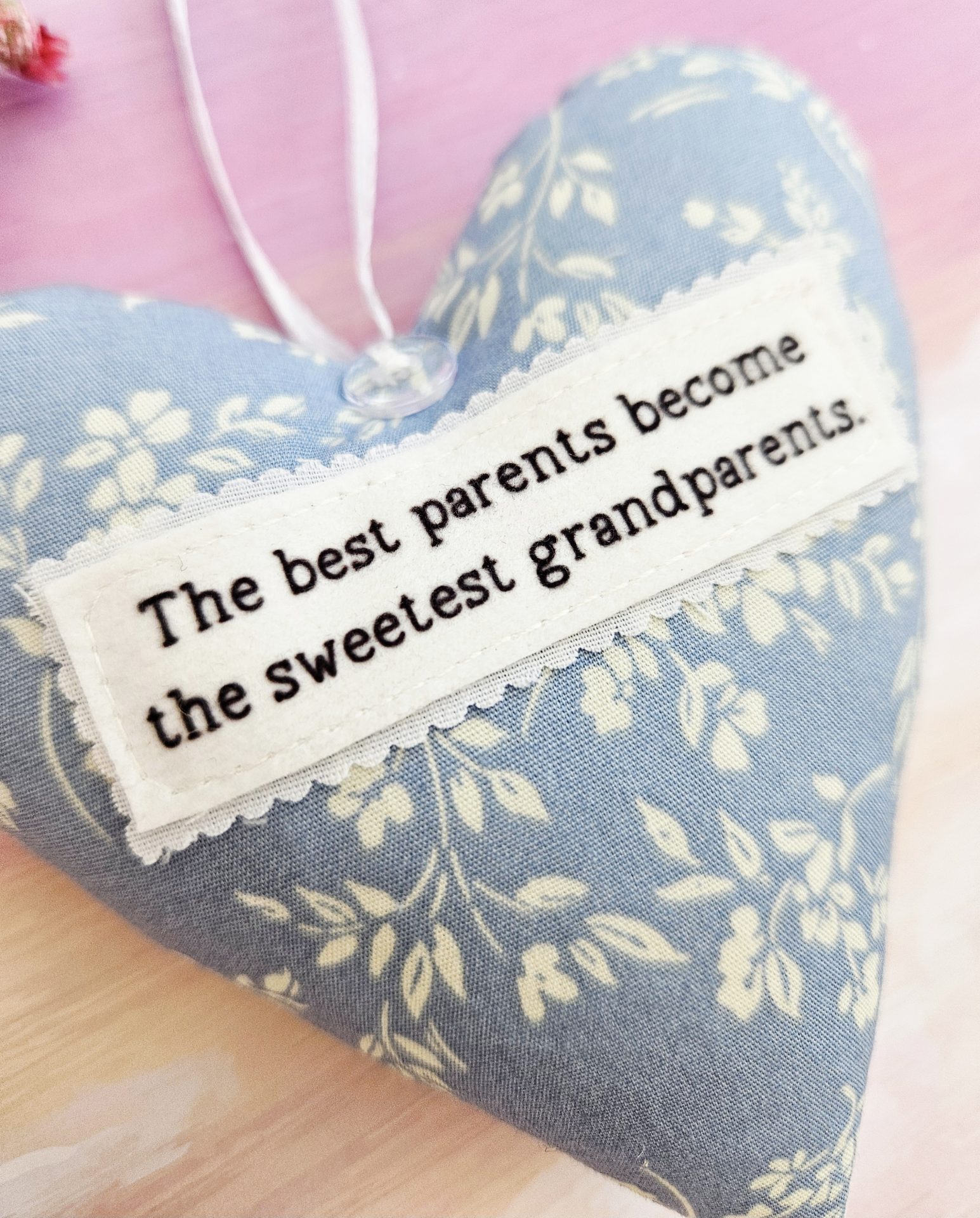 The Best Parents Become the Sweetest Grandparents Fabric Heart - Image 2