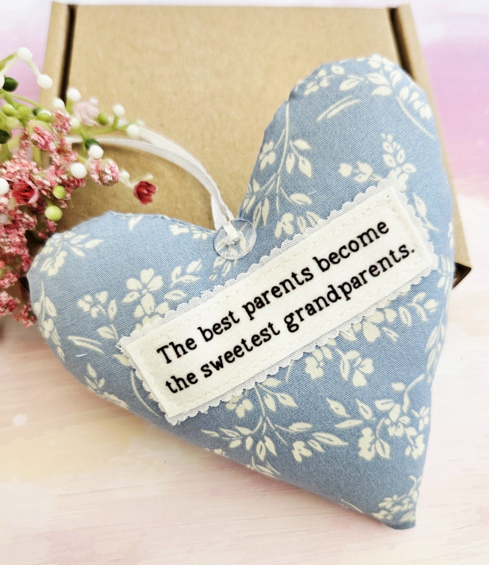 The Best Parents Become the Sweetest Grandparents Fabric Heart - Image 3