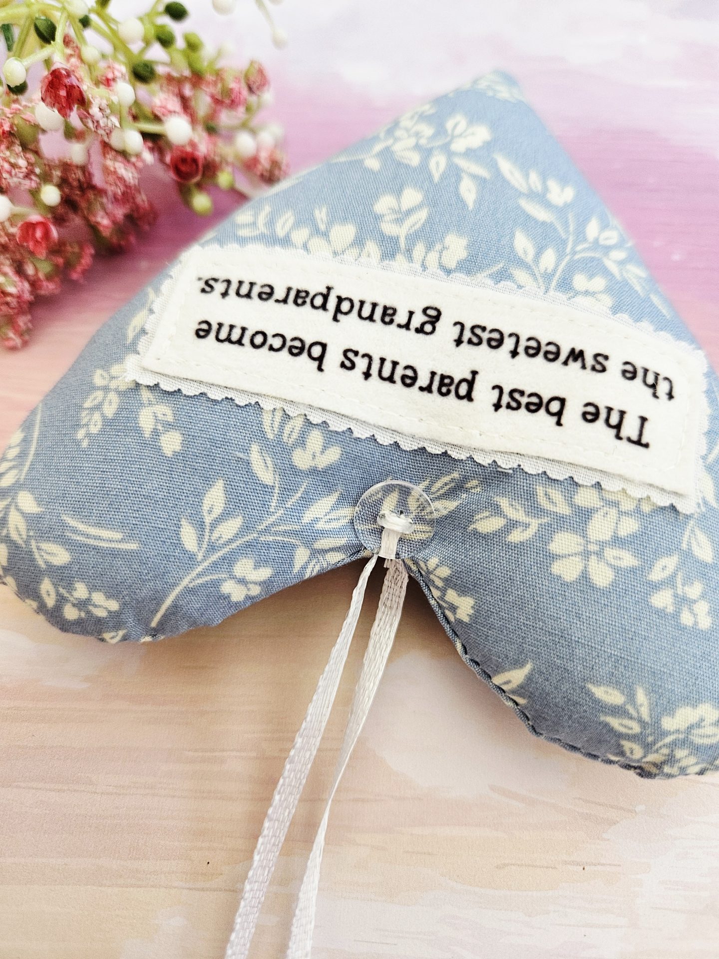 The Best Parents Become the Sweetest Grandparents Fabric Heart - Image 4