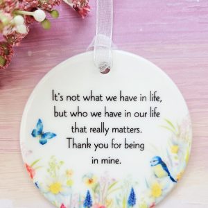 "It's Not What We Have in Life" Handmade Ceramic Keepsake – Friendship Quote, Bird & Floral Design | Thoughtful Thank You Gift