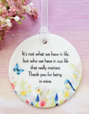 "It's Not What We Have in Life" Handmade Ceramic Keepsake – Friendship Quote, Bird & Floral Design | Thoughtful Thank You Gift