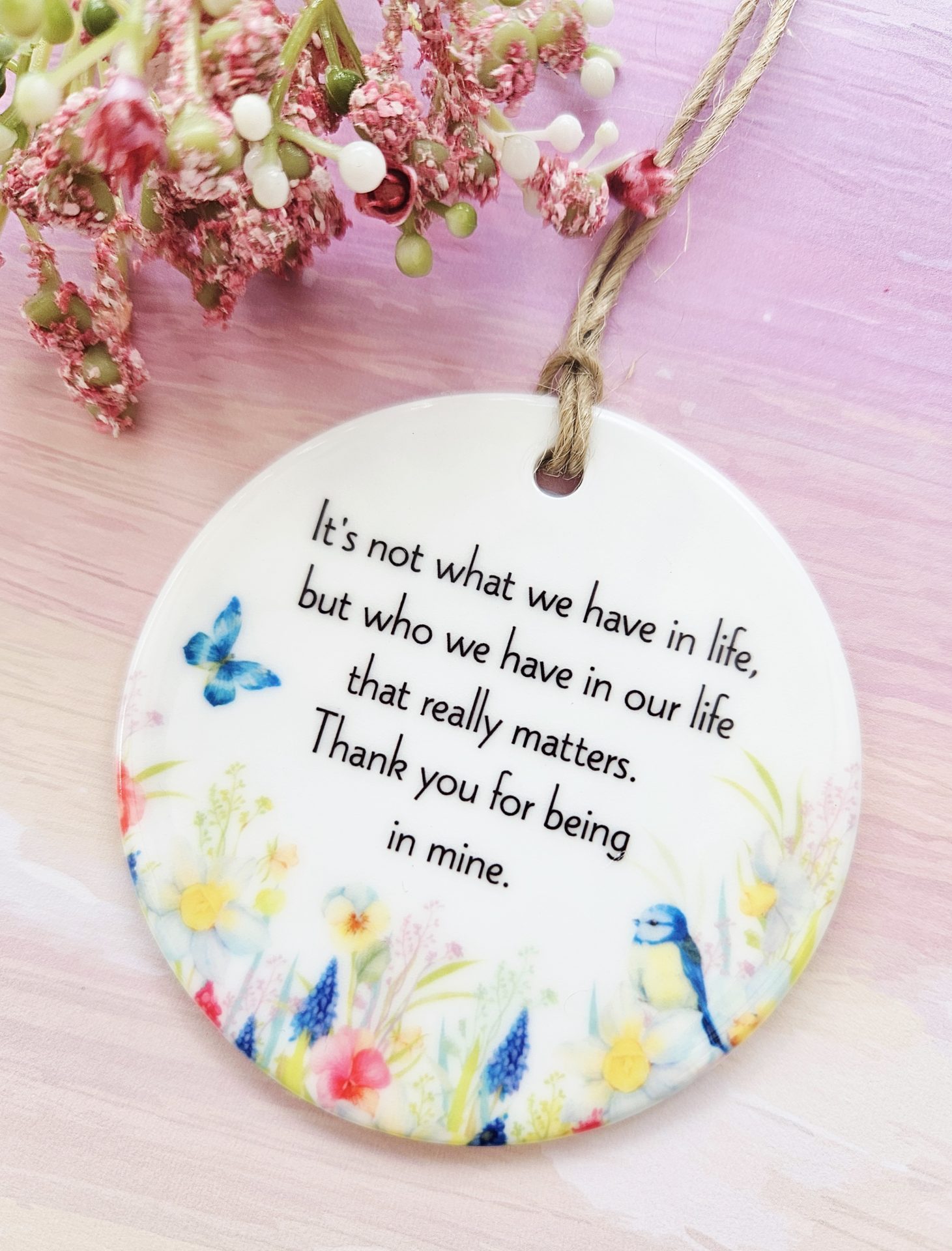 "It's Not What We Have in Life" Handmade Ceramic Keepsake – Friendship Quote, Bird & Floral Design | Thoughtful Thank You Gift - Image 4