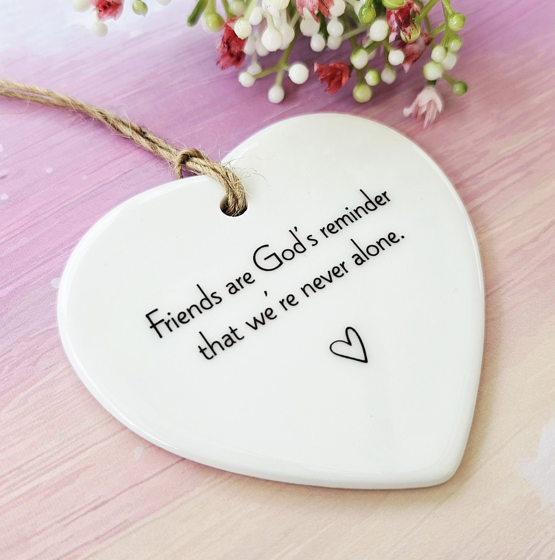 Friends Are God’s Reminder Ceramic Heart – Handmade Christian Friendship Gift | Faith Keepsake for Special Friend - Image 3