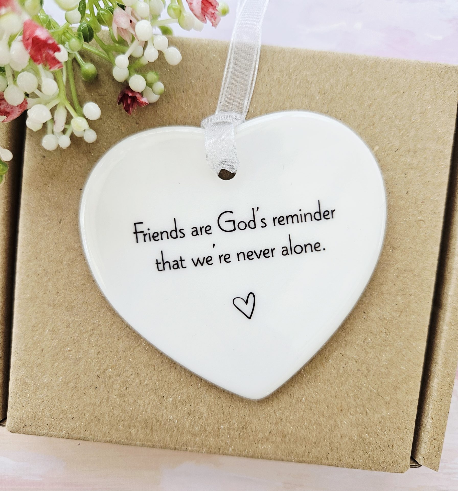 Friends Are God’s Reminder Ceramic Heart – Handmade Christian Friendship Gift | Faith Keepsake for Special Friend - Image 4