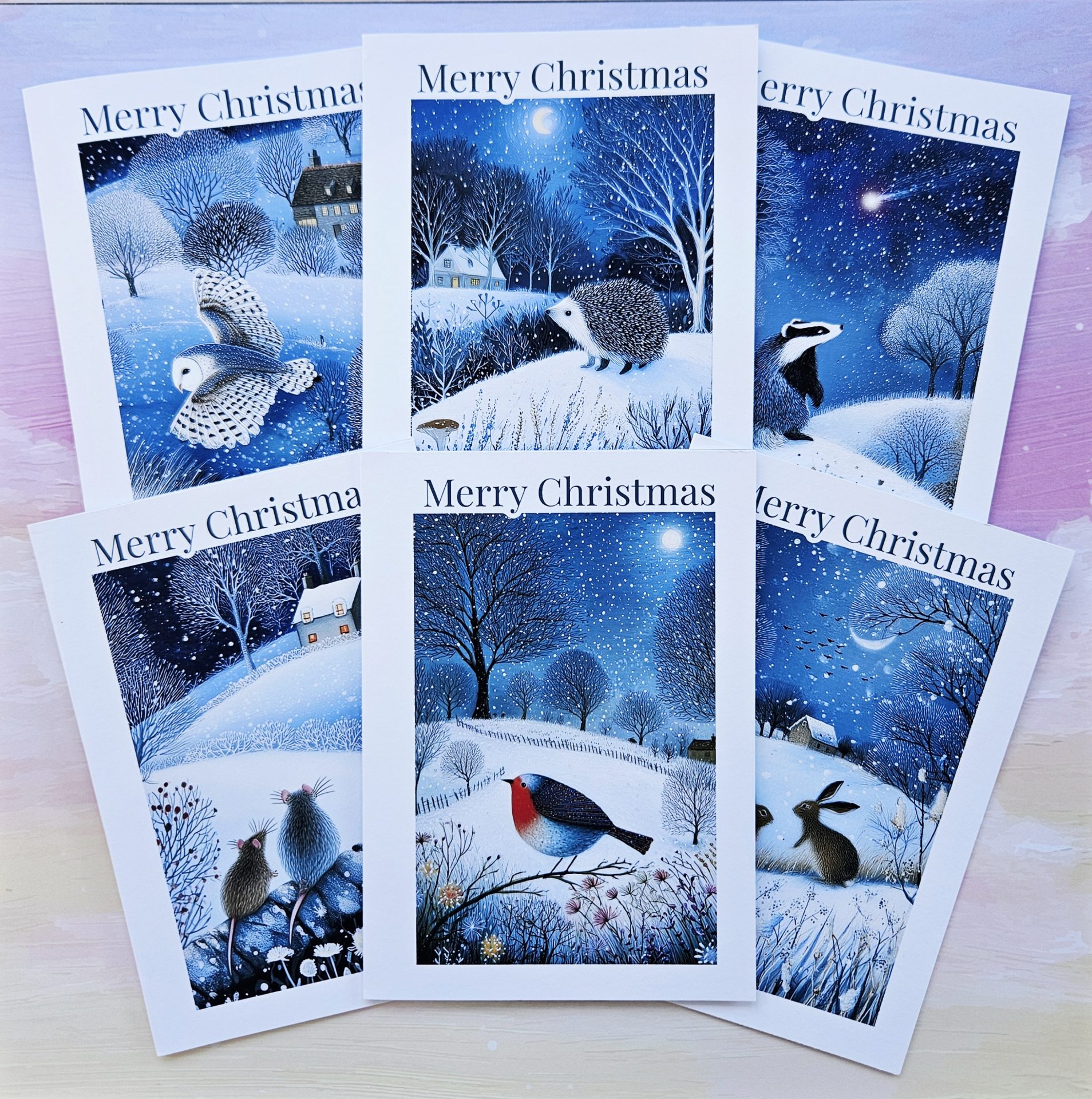 Woodland Animal Christmas Cards – Set of 6 Handmade - Image 3