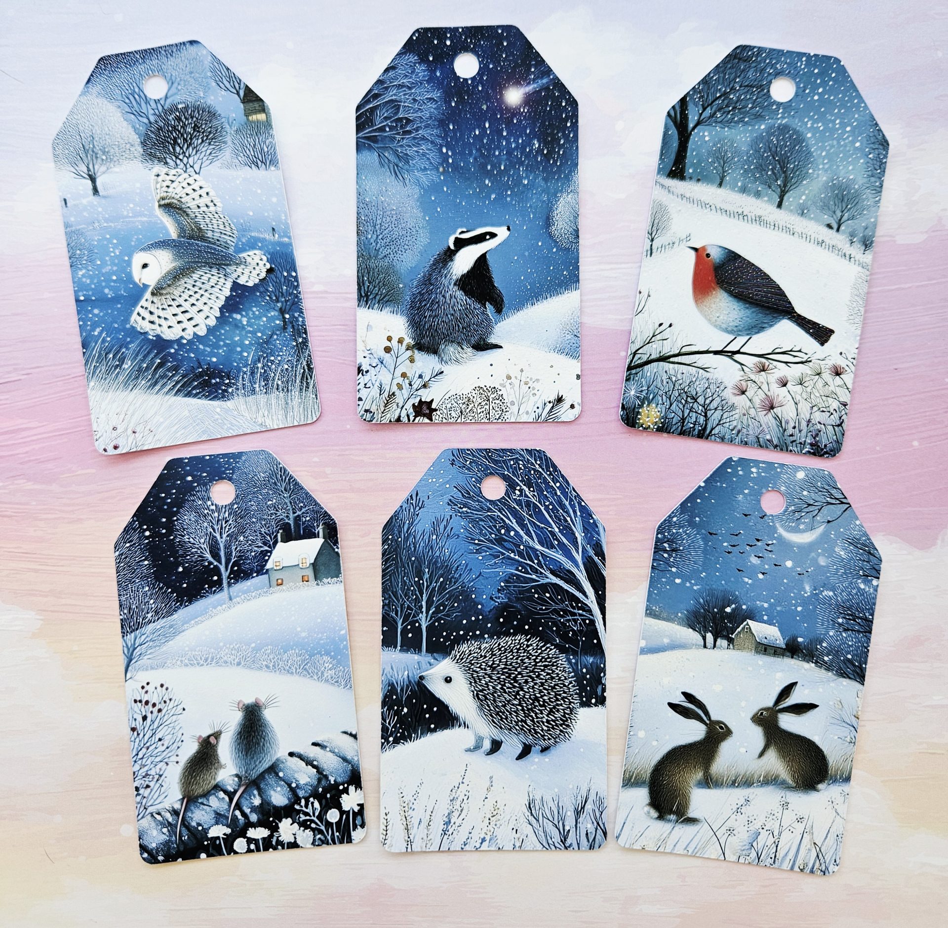 Woodland Animal Christmas Gift Tags – Set of 6 Handmade - Image 2