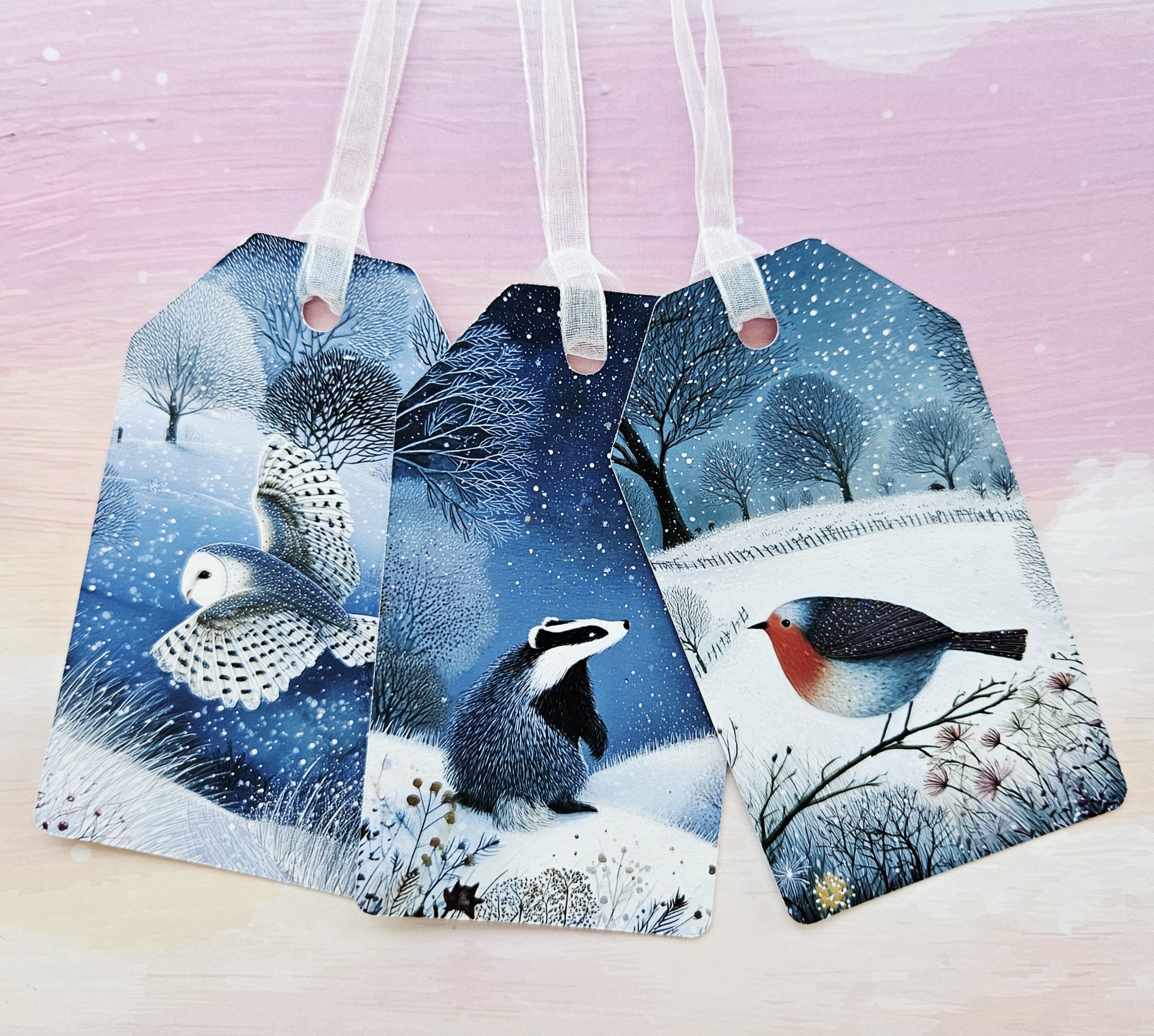 Woodland Animal Christmas Gift Tags – Set of 6 Handmade - Image 4