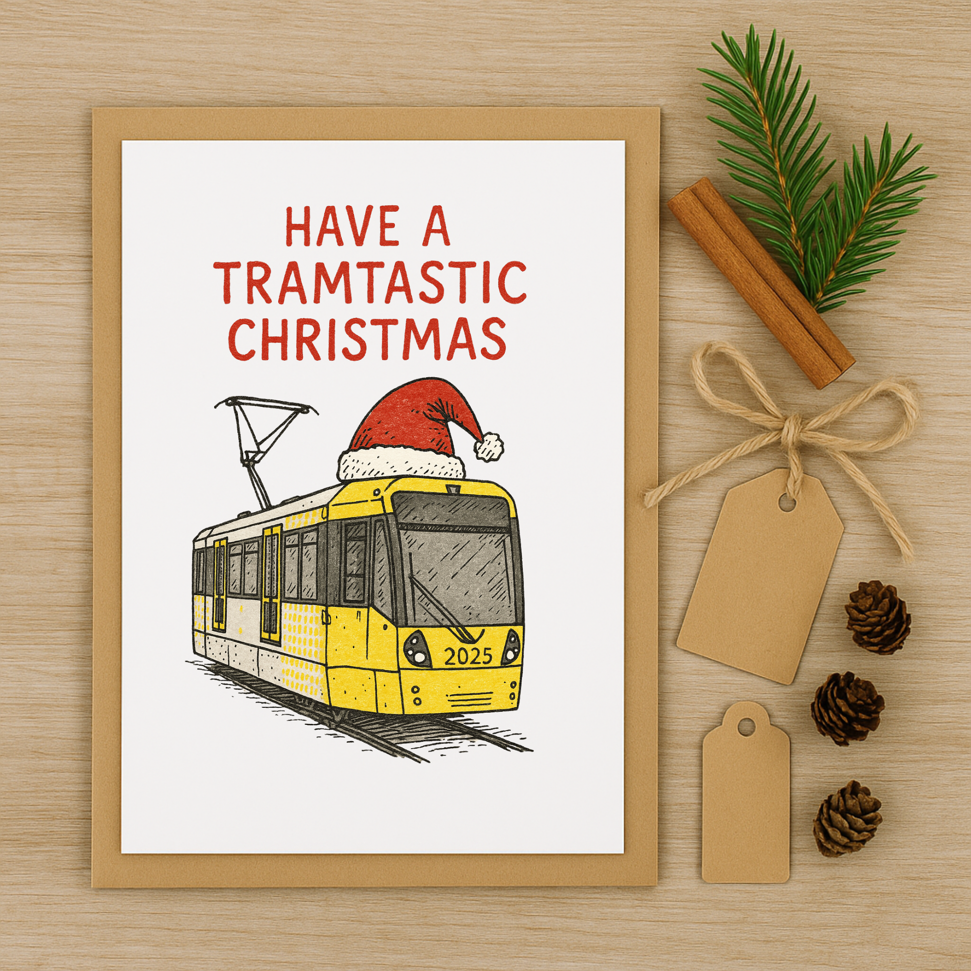 Manchester Metrolink Christmas Card | Handmade Festive Card - Image 2