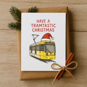 Manchester Metrolink Christmas Card | Handmade Festive Card