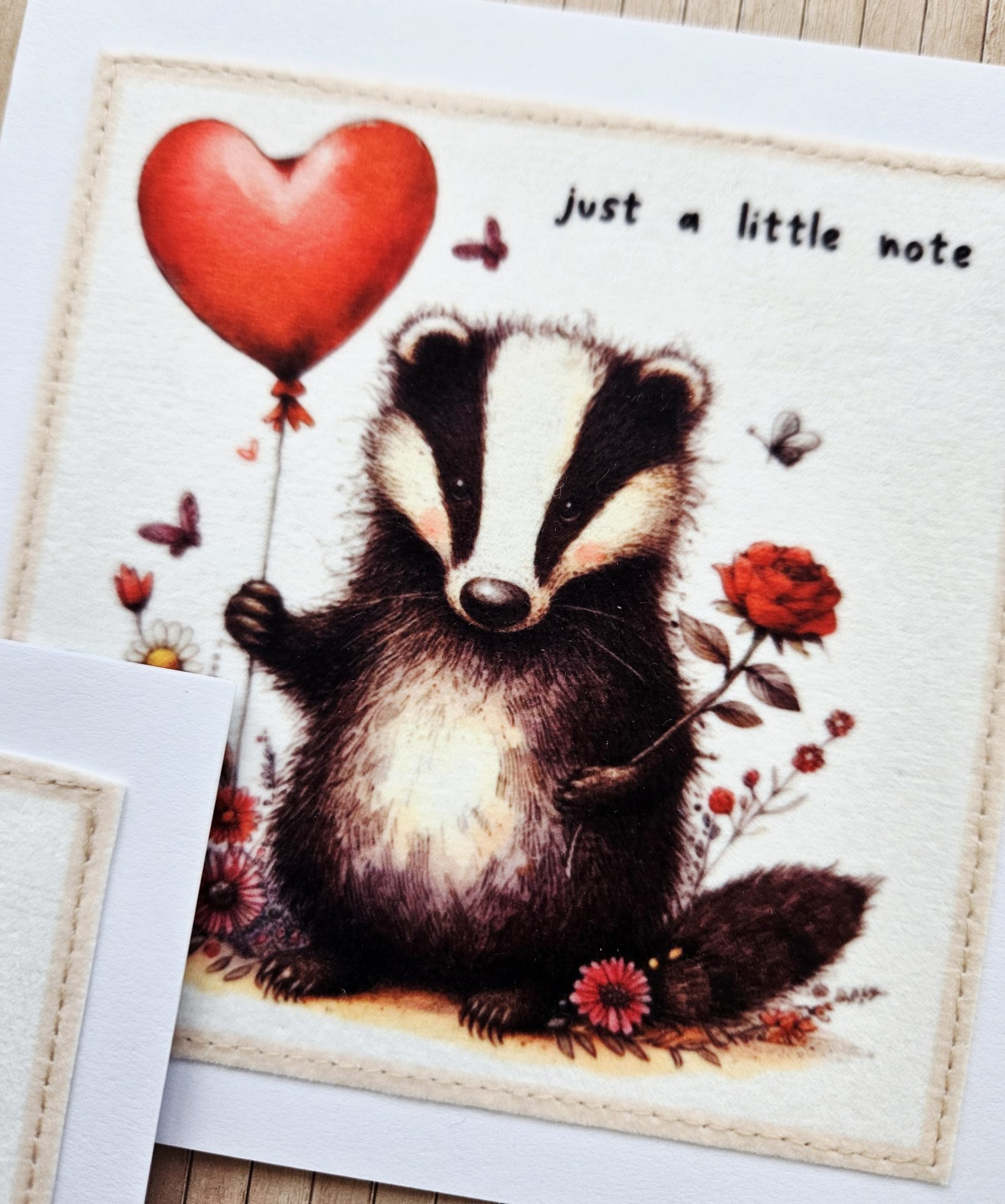 Handmade Badger Fabric Blank Notelets – Set of 5 - Image 2