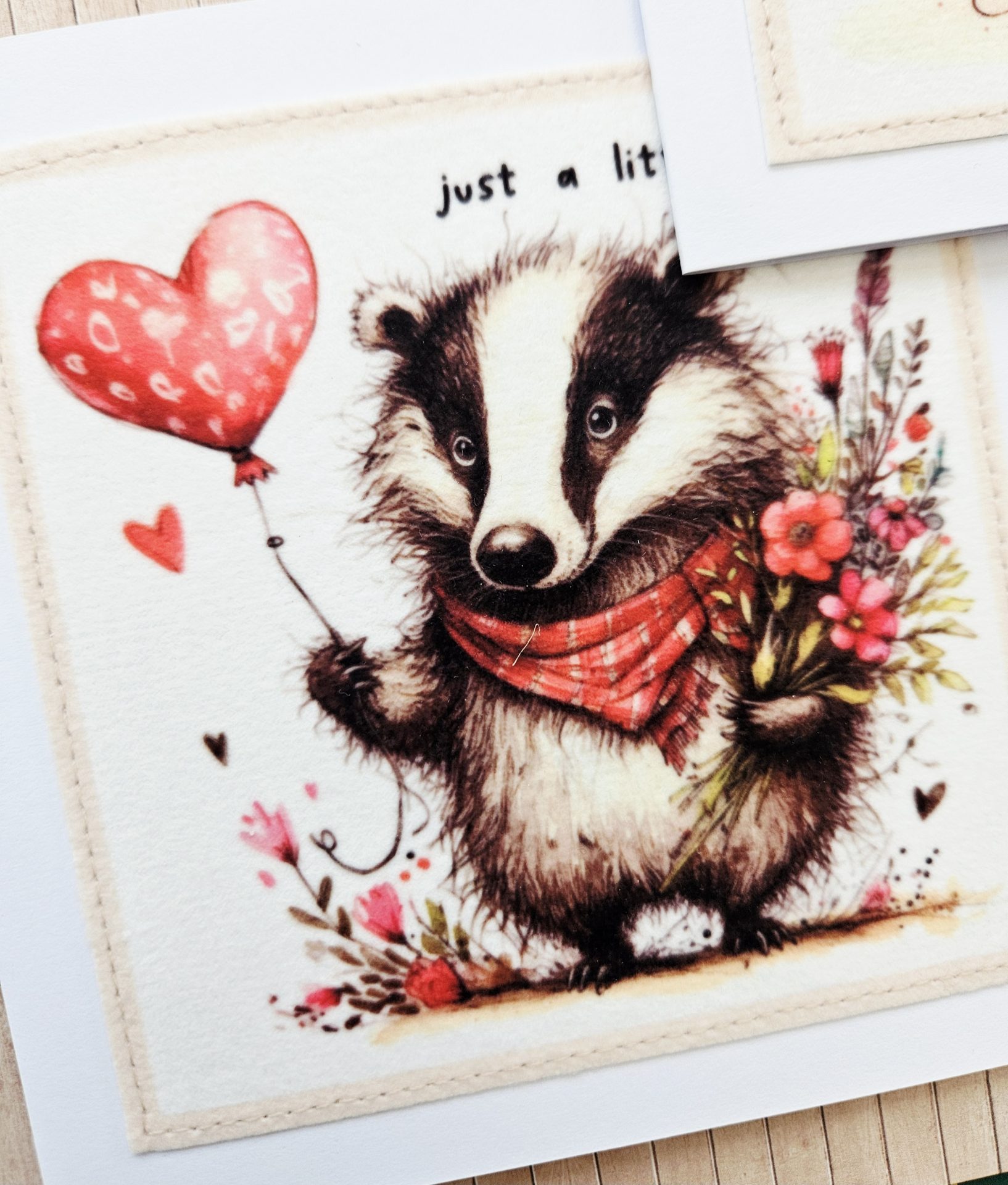 Handmade Badger Fabric Blank Notelets – Set of 5 - Image 4