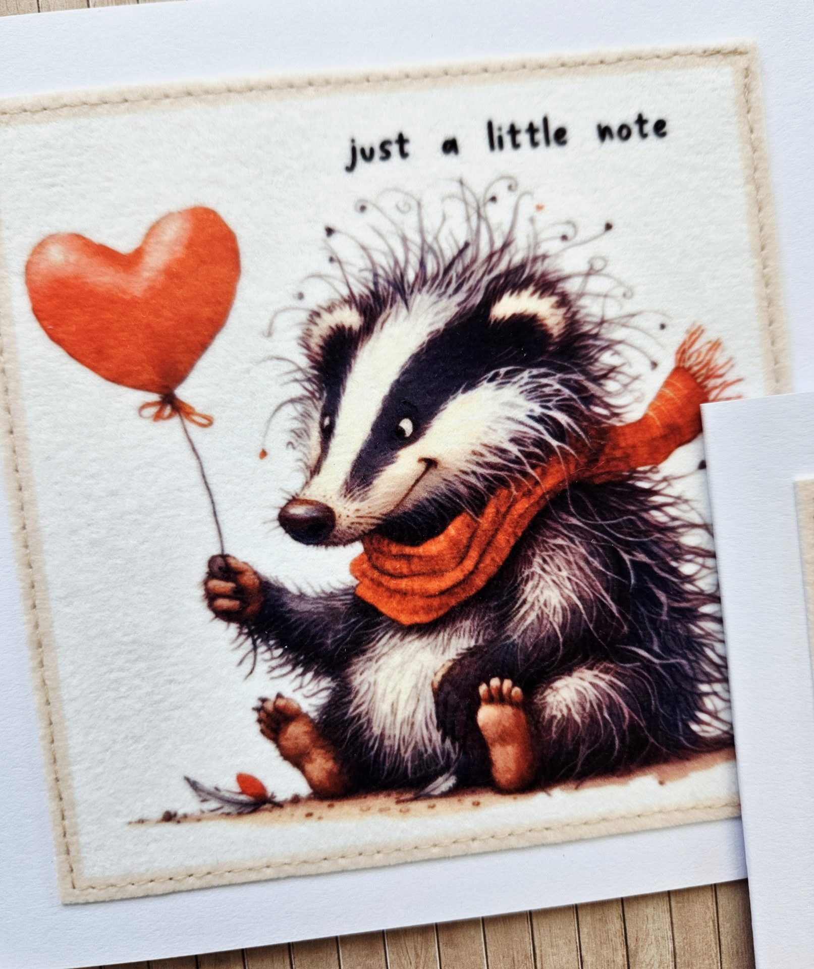 Handmade Badger Fabric Blank Notelets – Set of 5 - Image 5