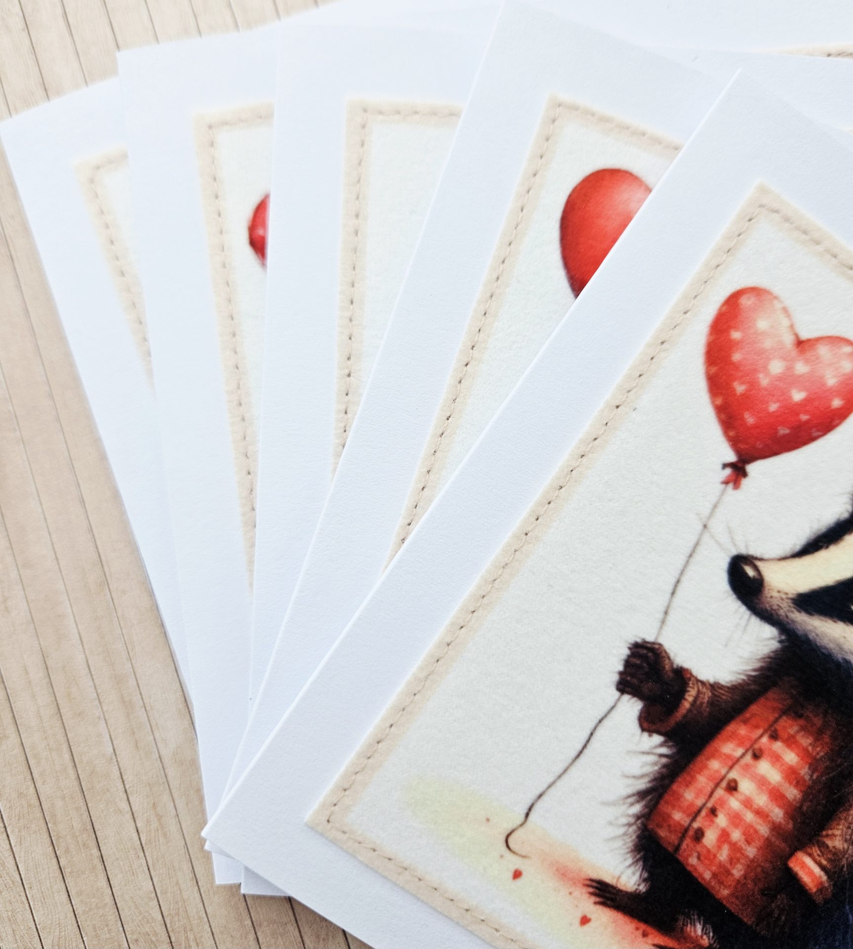 Handmade Badger Fabric Blank Notelets – Set of 5 - Image 11