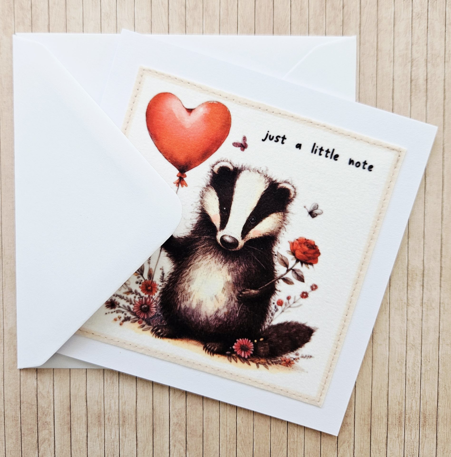 Handmade Badger Fabric Blank Notelets – Set of 5 - Image 13
