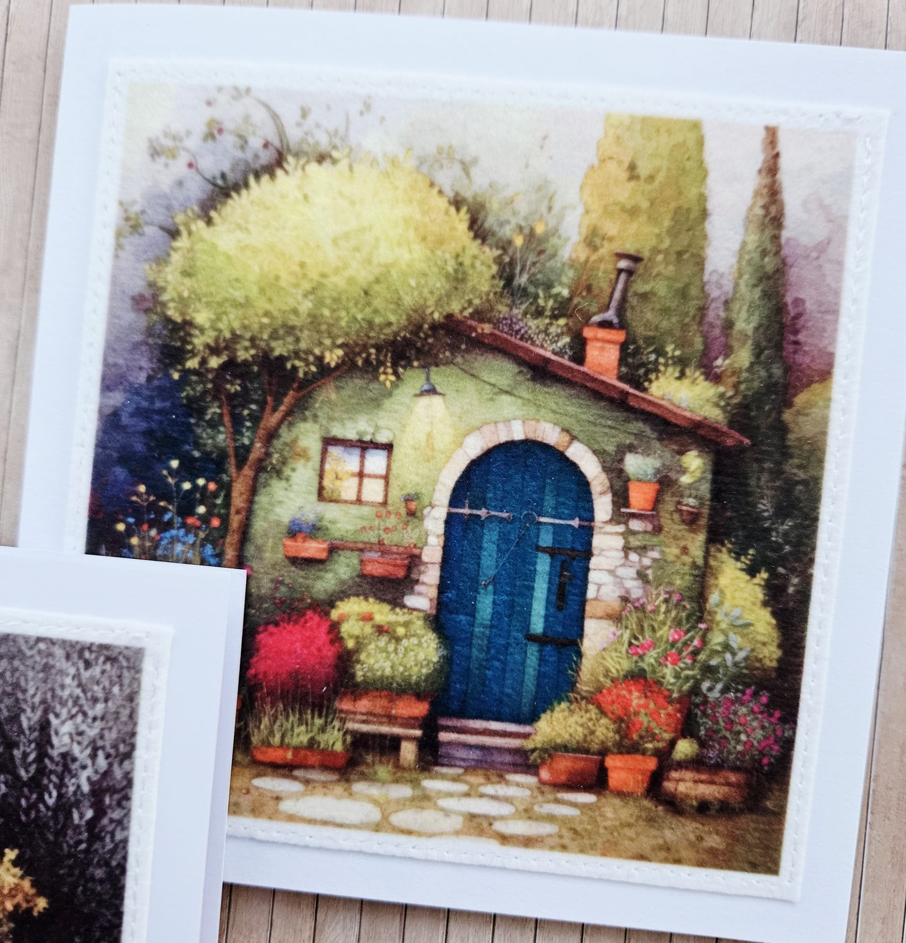 Handmade Garden Shed Fabric Greeting Cards – Set of 5 - Image 2