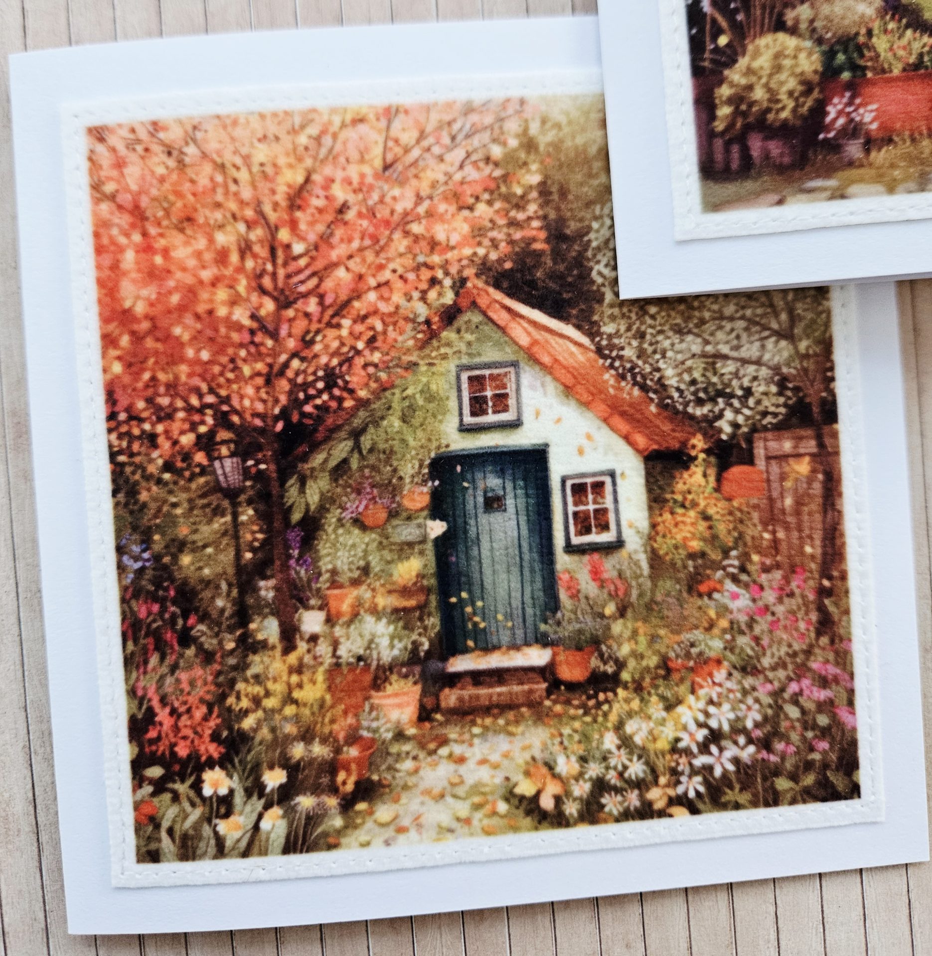 Handmade Garden Shed Fabric Greeting Cards – Set of 5 - Image 4
