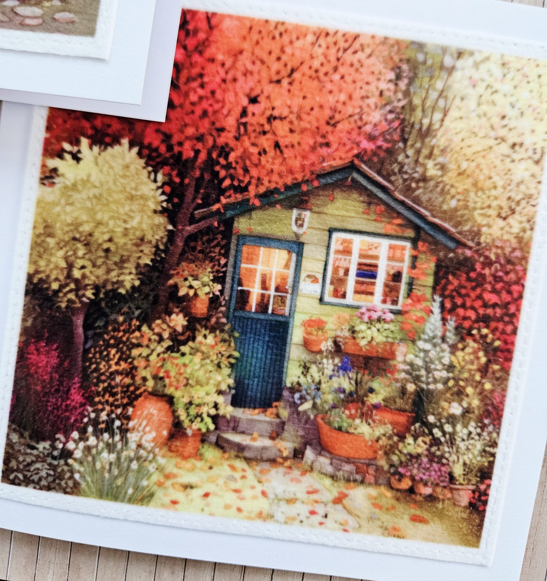 Handmade Garden Shed Fabric Greeting Cards – Set of 5 - Image 5