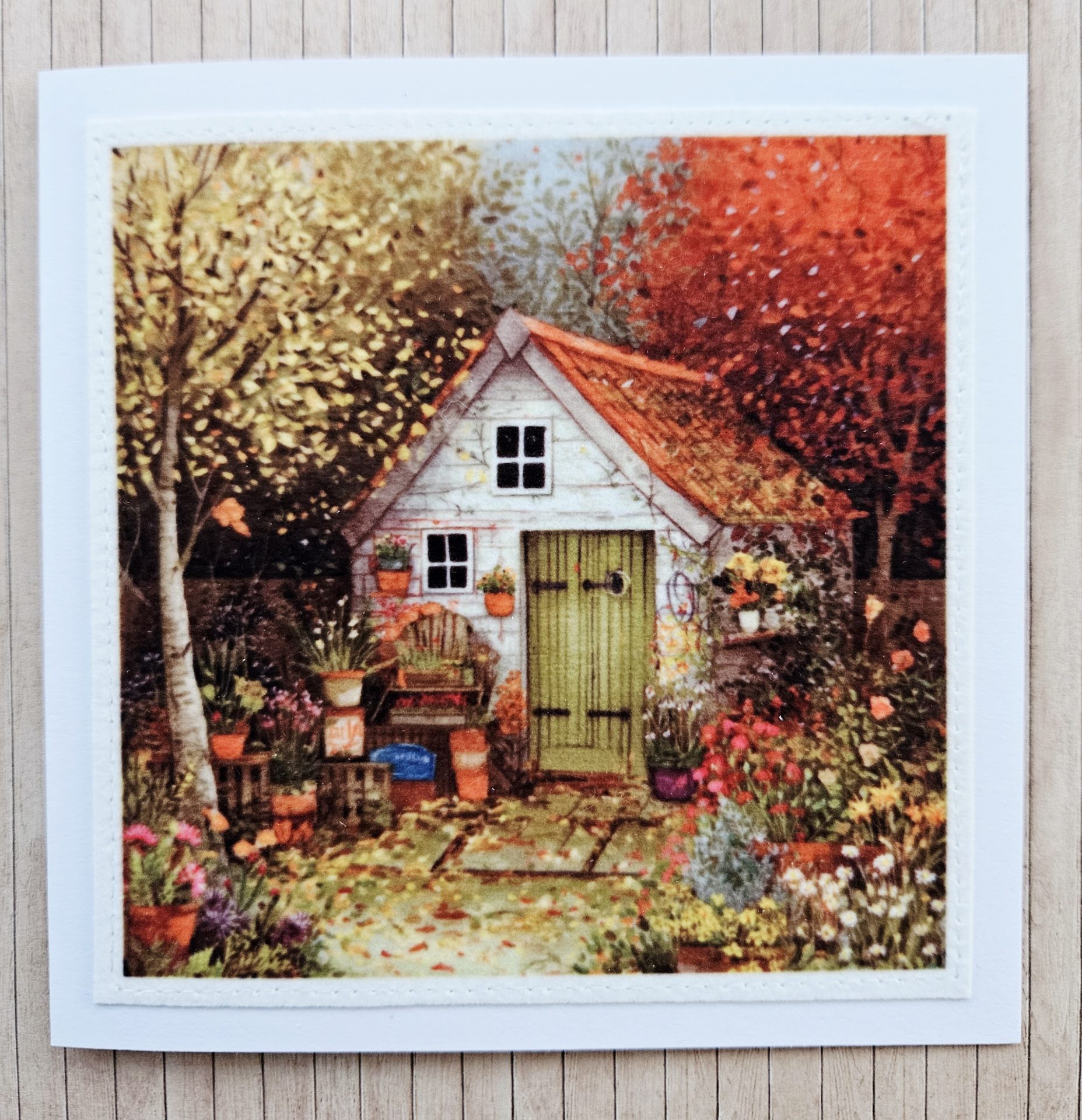 Handmade Garden Shed Fabric Greeting Cards – Set of 5 - Image 9