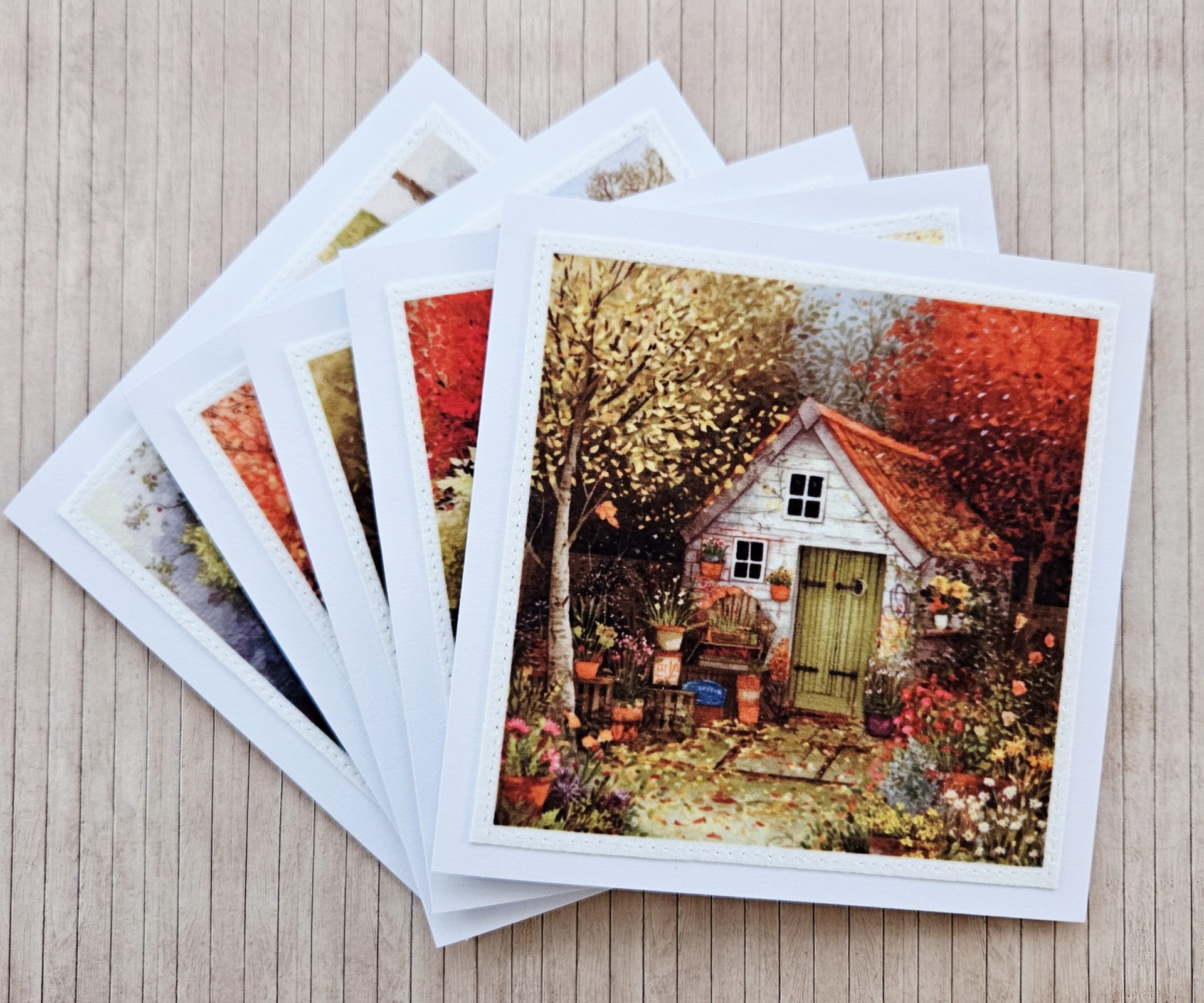 Handmade Garden Shed Fabric Greeting Cards – Set of 5 - Image 12