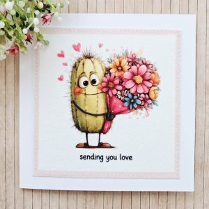 handmade cactus love card sending you love