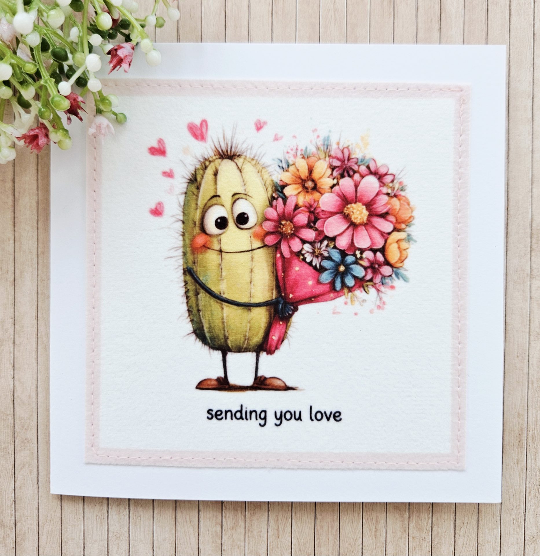 handmade cactus love card sending you love