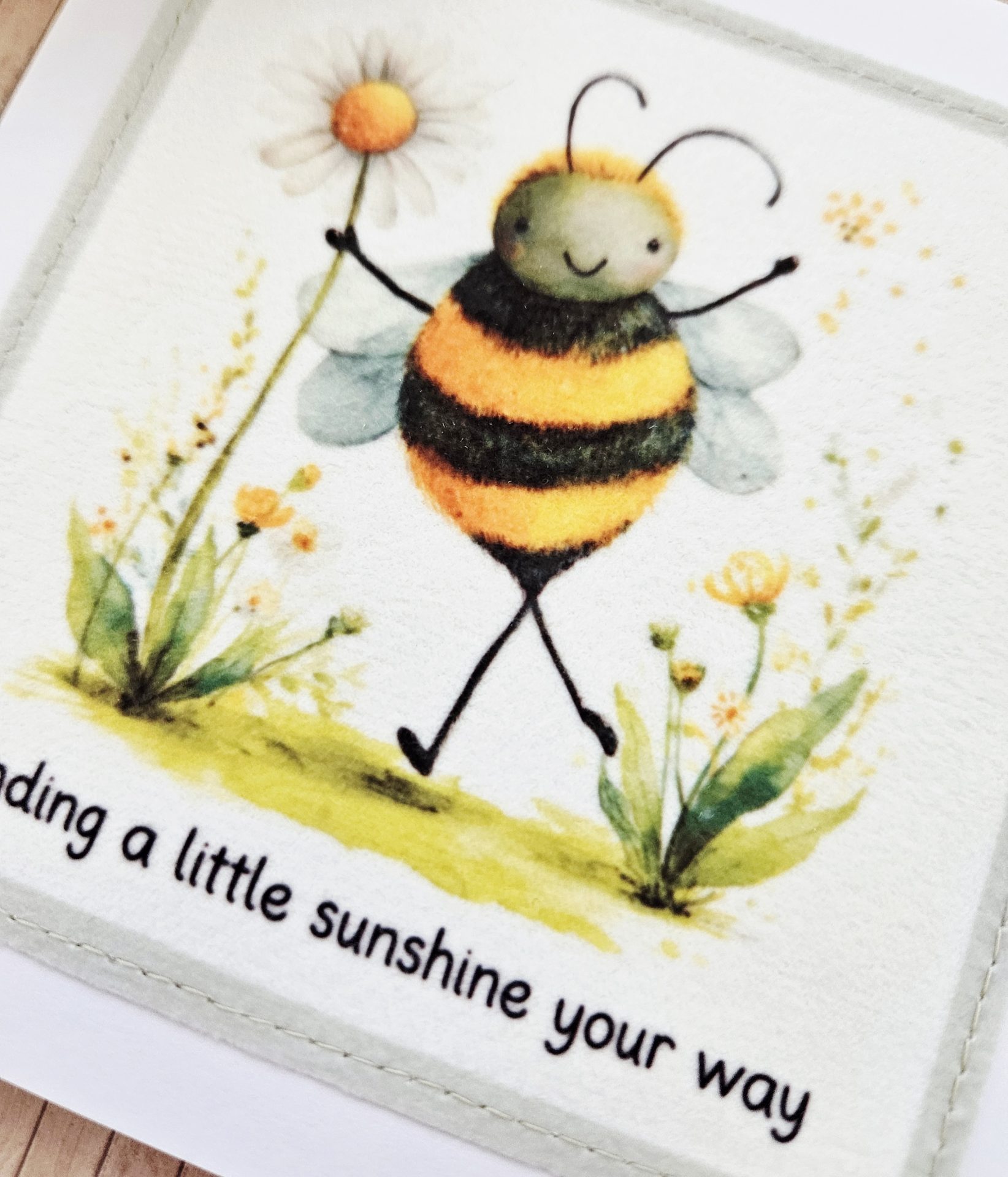 Sending a Little Sunshine Card – Handmade Bee Encouragement Greeting Card - Image 2