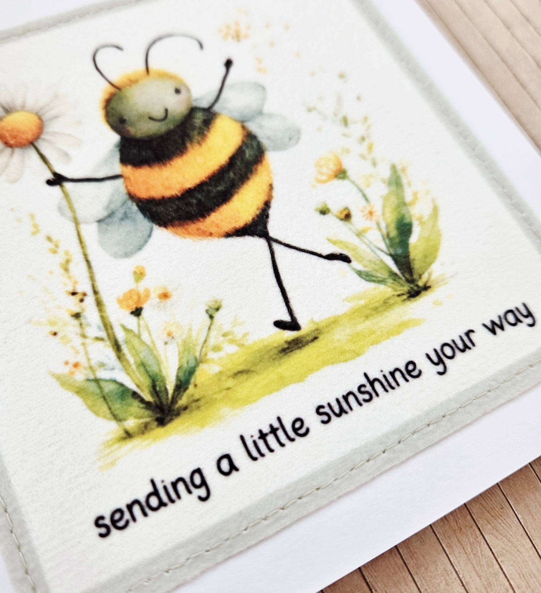 Sending a Little Sunshine Card – Handmade Bee Encouragement Greeting Card - Image 3