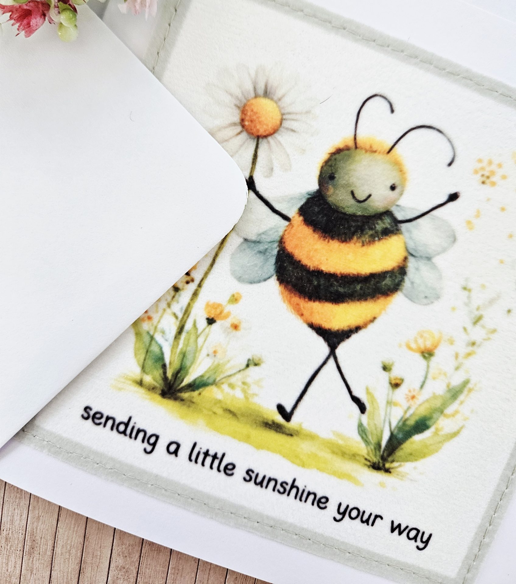Sending a Little Sunshine Card – Handmade Bee Encouragement Greeting Card - Image 5