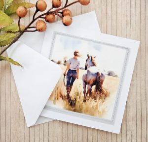 Handmade Horse All-Occasion Greeting Card – Peaceful Design – 5×5