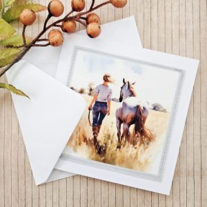Handmade Horse All-Occasion Greeting Card – Peaceful Design – 5×5