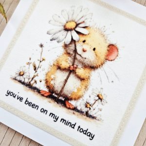handmade thinking of you card mouse illustration