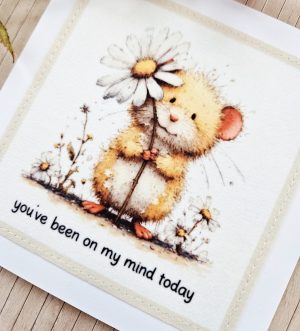 handmade thinking of you card mouse illustration