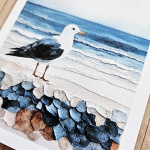 nautical seagull greeting card with kraft envelope