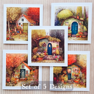 Handmade Garden Shed Fabric Greeting Cards – Set of 5