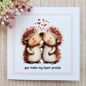 handmade hedgehog love card with fabric illustration