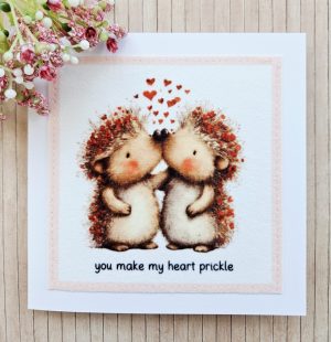 handmade hedgehog love card with fabric illustration