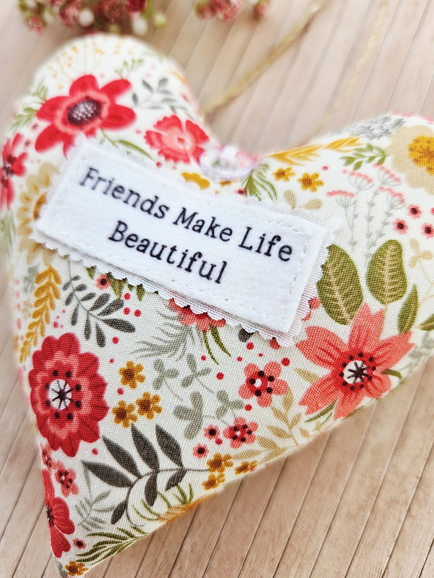 Floral fabric friendship hanging heart gift decoration