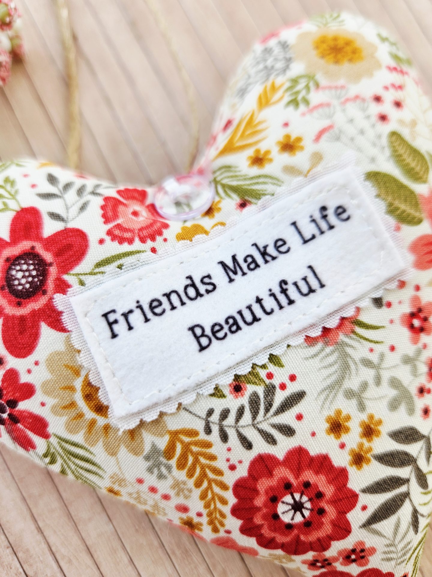 Handmade friendship hanging heart gift with twine hanger