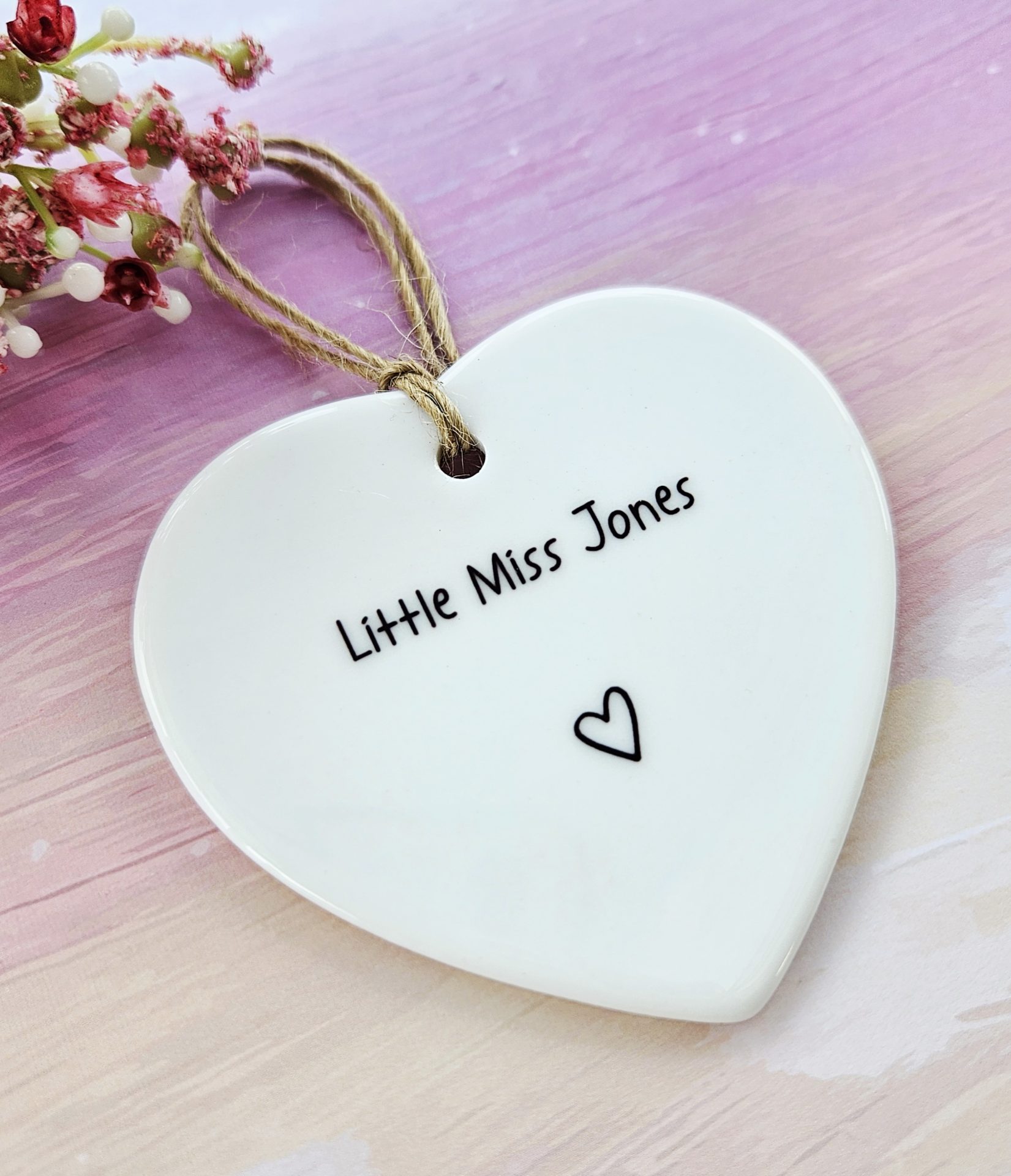 newborn baby girl keepsake ceramic heart decoration