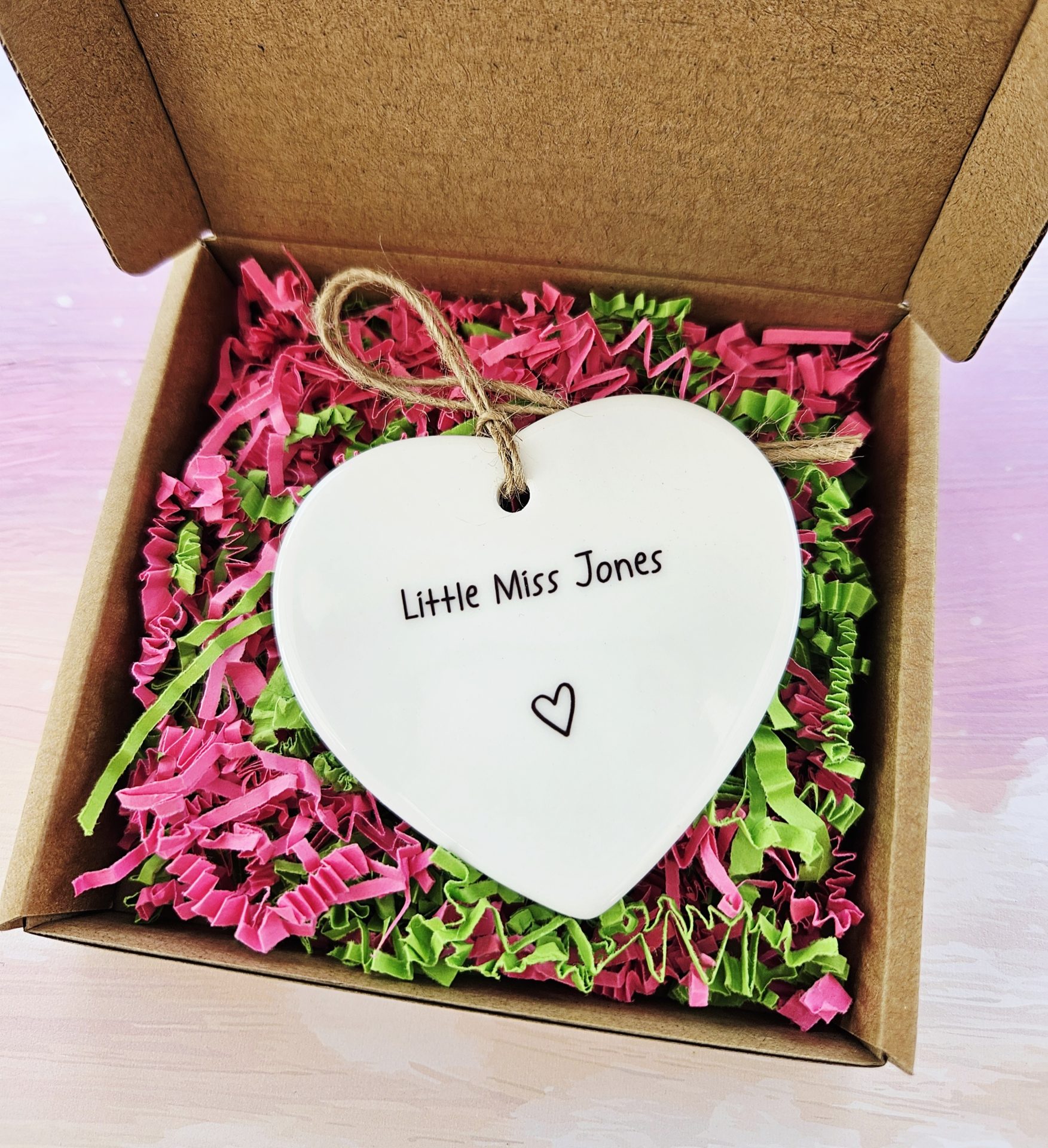 gift boxed personalised new baby girl ceramic heart keepsake with name