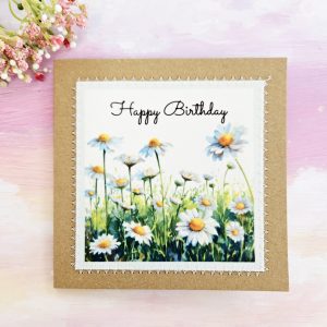 april birth flower card daisy handmade fabric birthday card