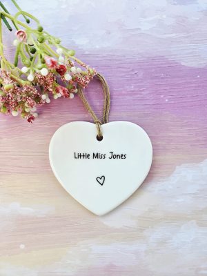 new baby girl keepsake gift personalised ceramic heart with name