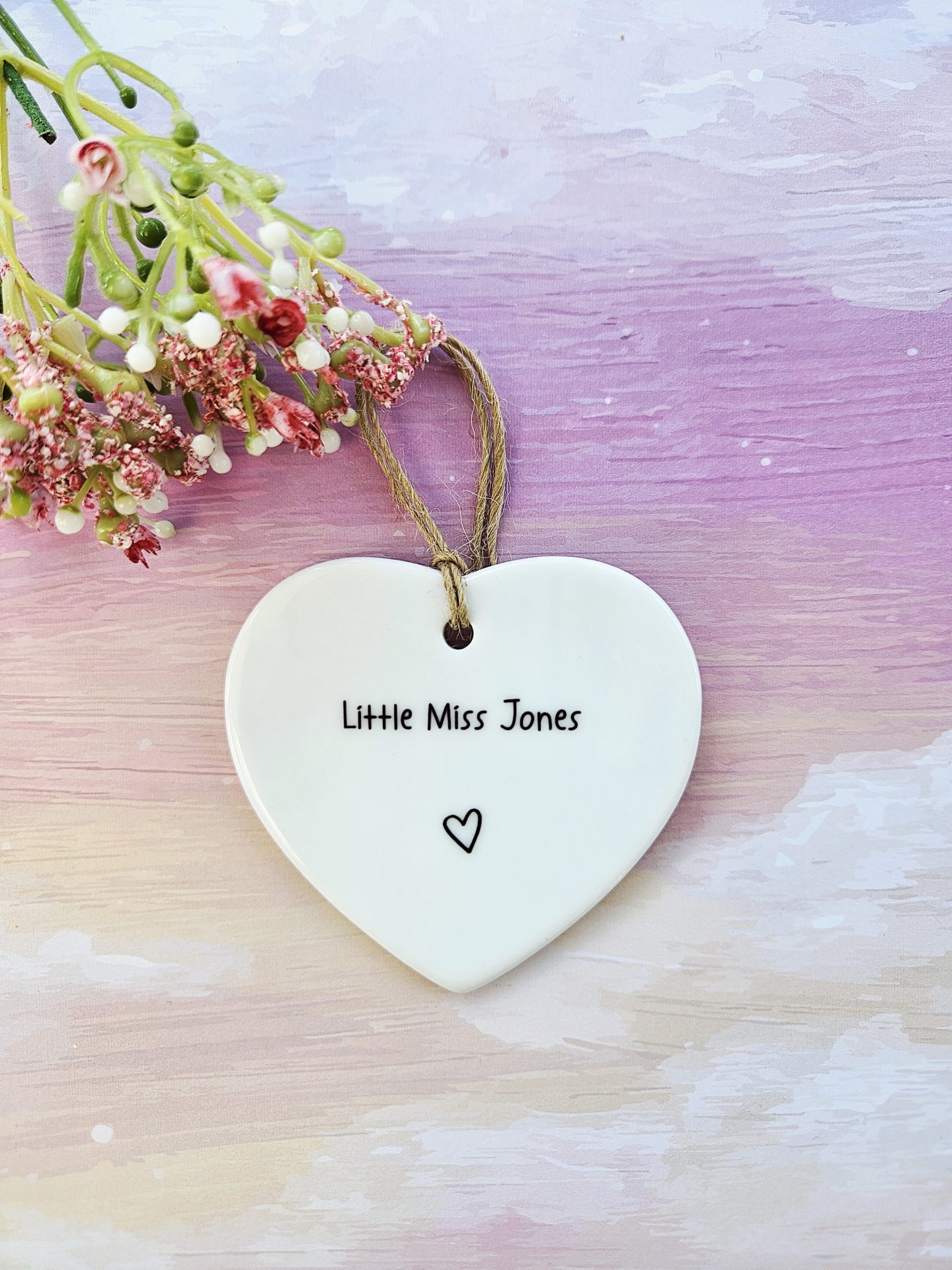 new baby girl keepsake gift personalised ceramic heart with name