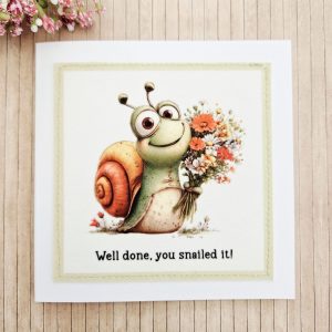 well done card handmade snail design stitched fabric card