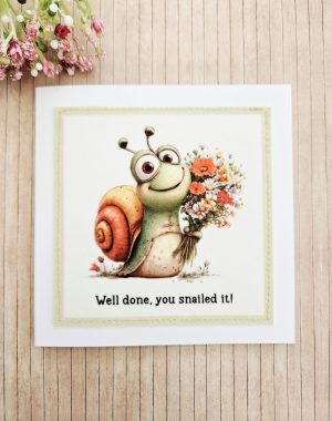 well done card handmade snail design stitched fabric card