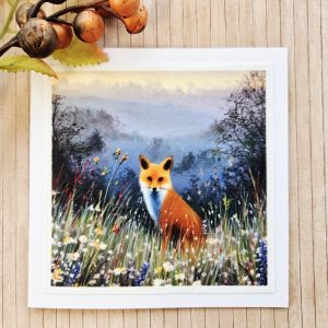 fox greeting card handmade woodland fox design stitched fabric