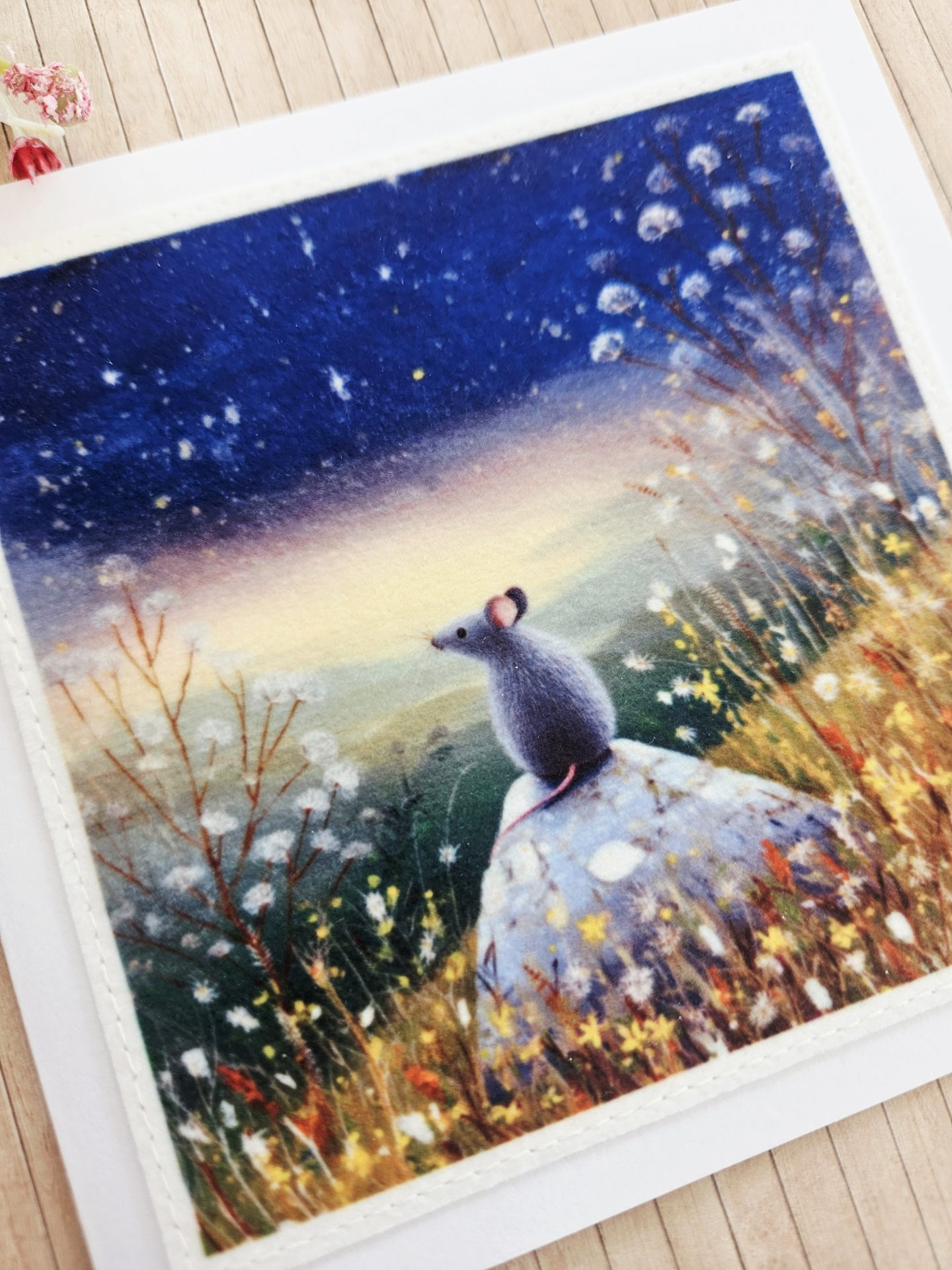 thinking of you mouse greeting card handmade