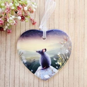 mouse gift ceramic heart countryside design