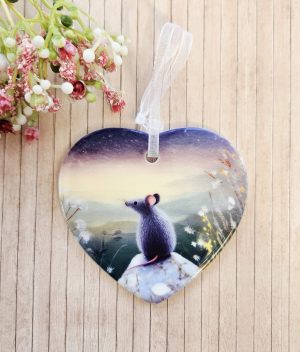 mouse gift ceramic heart countryside design